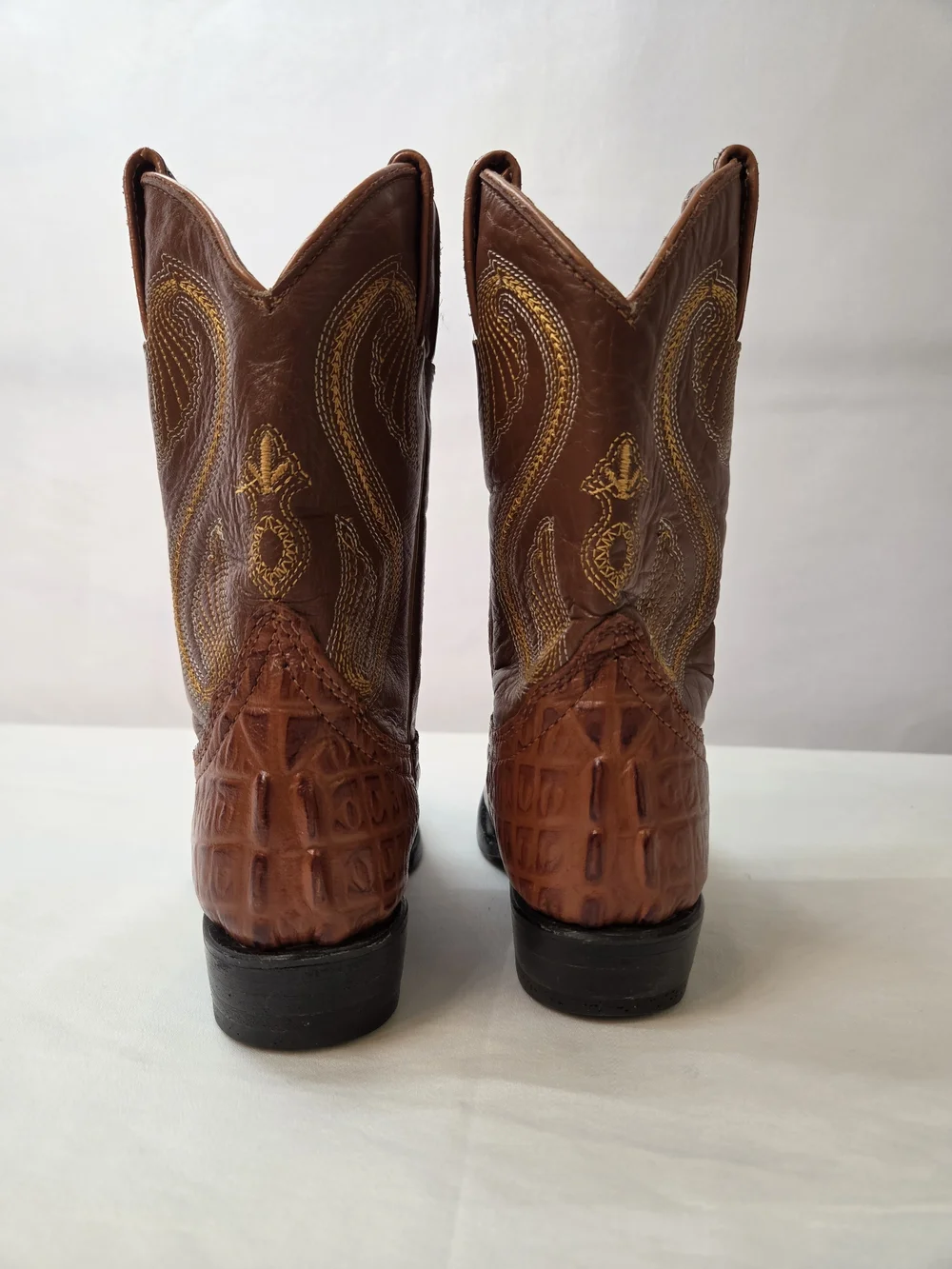 Kids Potrillo Salvaje Cowboy Boots • Brown Exotic Leather • Size 10